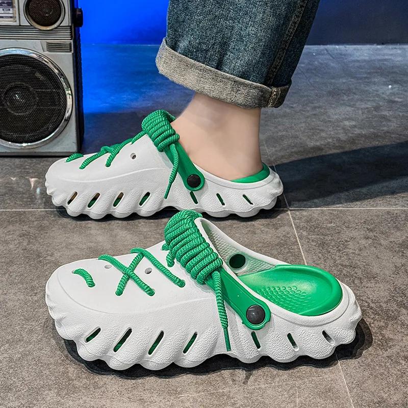 Nuove 2025 Moda Uomo Sandali da Esterno Scarpe da Spiaggia Estive Fondo Spesso Traforate EVA Traspiranti Slip-On Ciabatte da Acqua Coppie