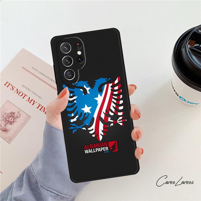 Albania Flag Eagle Phone Case For Samsung Galaxy S24 S25 S23 S22 Ultra Note 10 20 Plus S20 S21 FE Cover