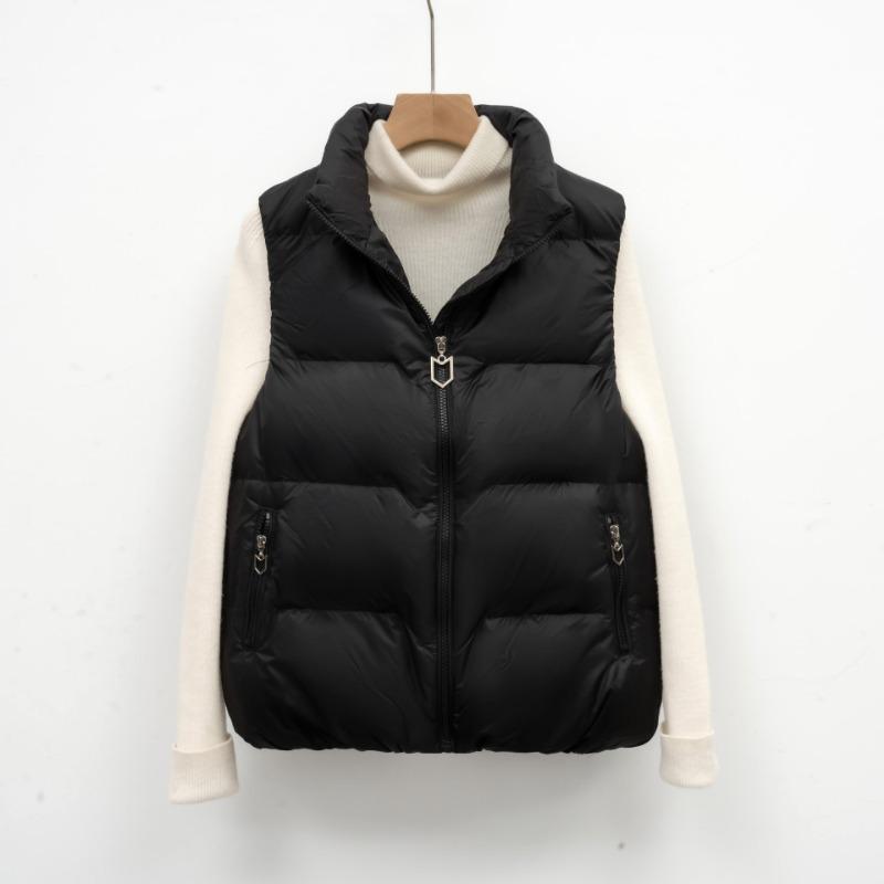 Autumn and Winter Women's Loose Stand-up Collar Waistcoat Women's Vest Simple Duck Down Jacket