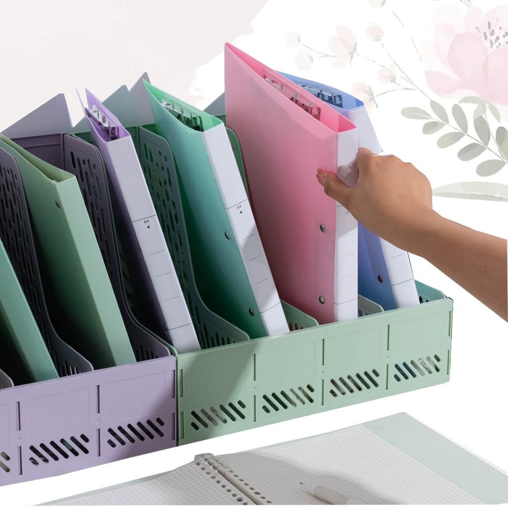 Detachable Large-Capacity Office File Organizer, Bookend, Four-Column File Divider for Desktop Document Storage