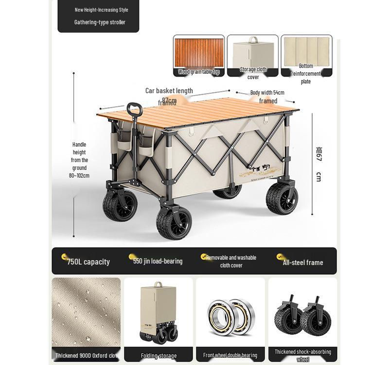 Tragbarer Falt-Campingwagen für Outdoor-Picknick- und Camping-Abenteuer