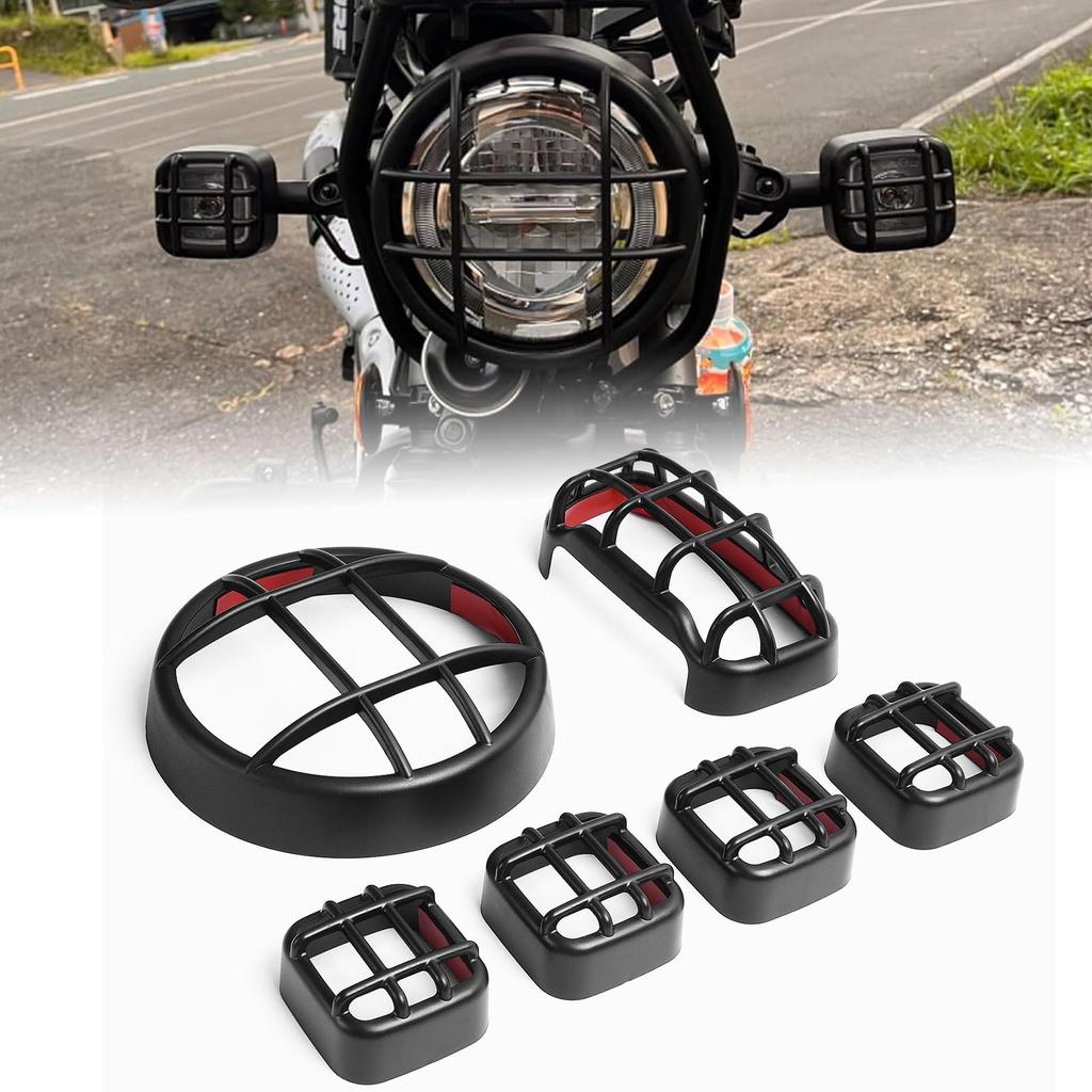 Midimttop Motorcycle Matte Black Headlight Turn Signal Tail Light Grille Cover Headlamp Light Cover