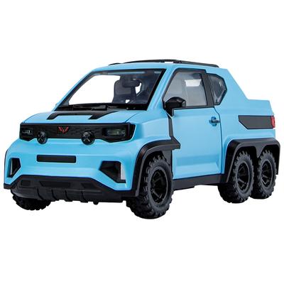 Escala 1/18 WULING MINI EV 6X6 Diecast Car Model Toy, Pull Back Toy Vehicle com som e luz para crianças Toddler Boys Girls Gift Collection