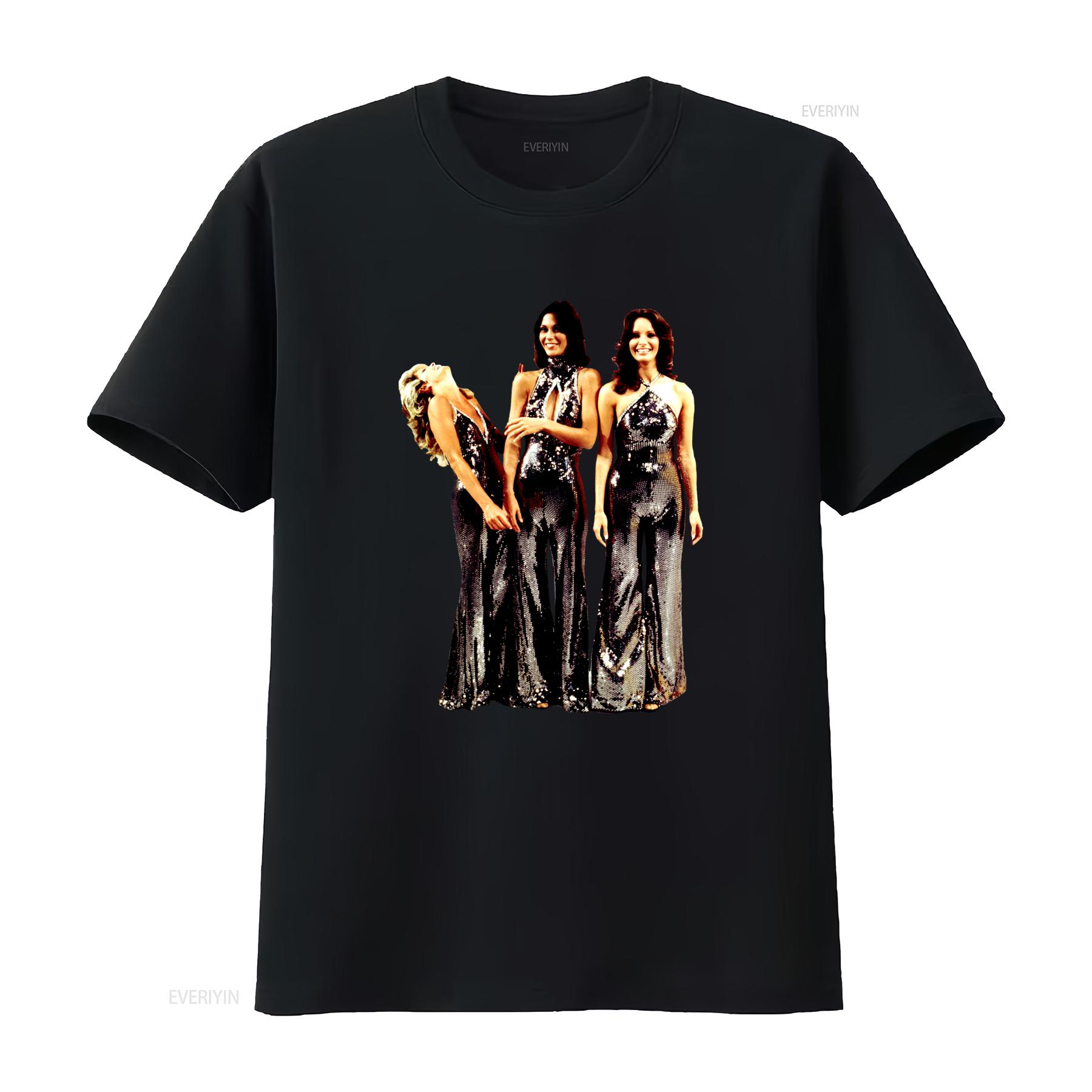 

Charlies Angels Jackson Smith Fawcett Sequined Dress Style T Shirt for Women vintage Washed Stretched Versatile 4XL