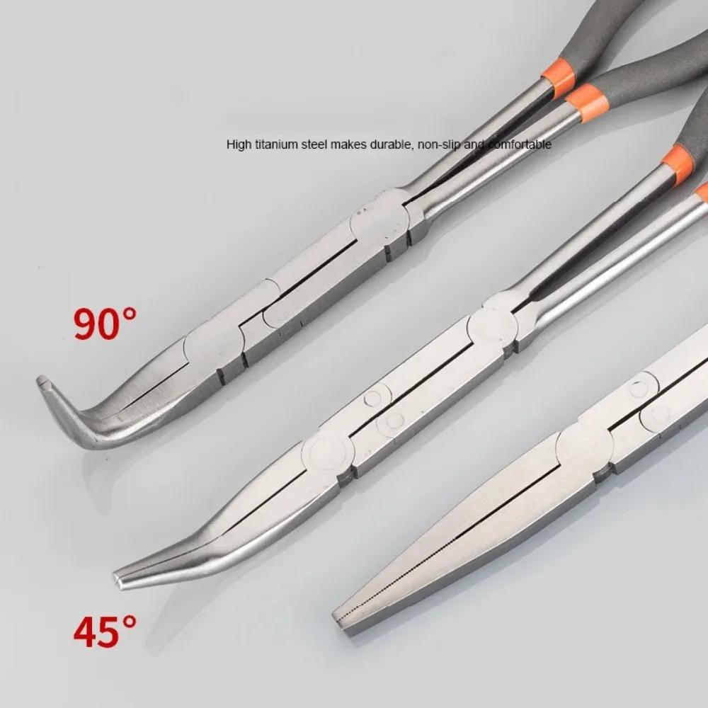 13 In Clești Multifuncționali cu Vârf Ascuțit Clești Multi-articulați cu Mâner Lung Oțel Carbon Unelte de Reparații Pentru Industrie 45 90° Formă O
