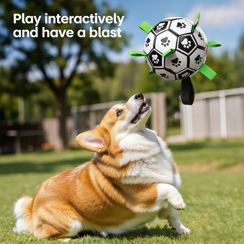 Interactive Pet Football Toys With Grab Tabs Dog Bite Chew Balls Pets Accessories Outdoor Training Soccer for Medium Large Dogs