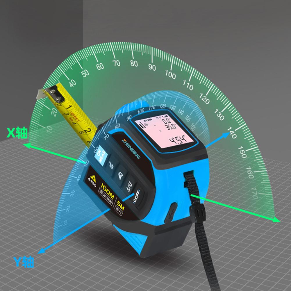 Portable Tape Measure 4-in-1 Laser Digital Measuring Tape High Precision Rangefinder Laser Distance Meter LCD Screen Display