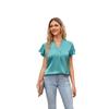 Sommer T-shirt Europäischen und Amerikanischen Neue Produkt frauen Satin V-ausschnitt Rüschen Ärmeln Mode Büro Arbeit Top S-2XL