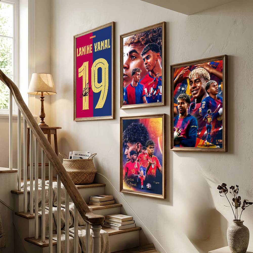 Fútbol L-Lamine Deportes Y-Yamal Póster Genial Sala de Estar Dormitorio Bar Cafeterías Pared Hogar Decoración Regalos