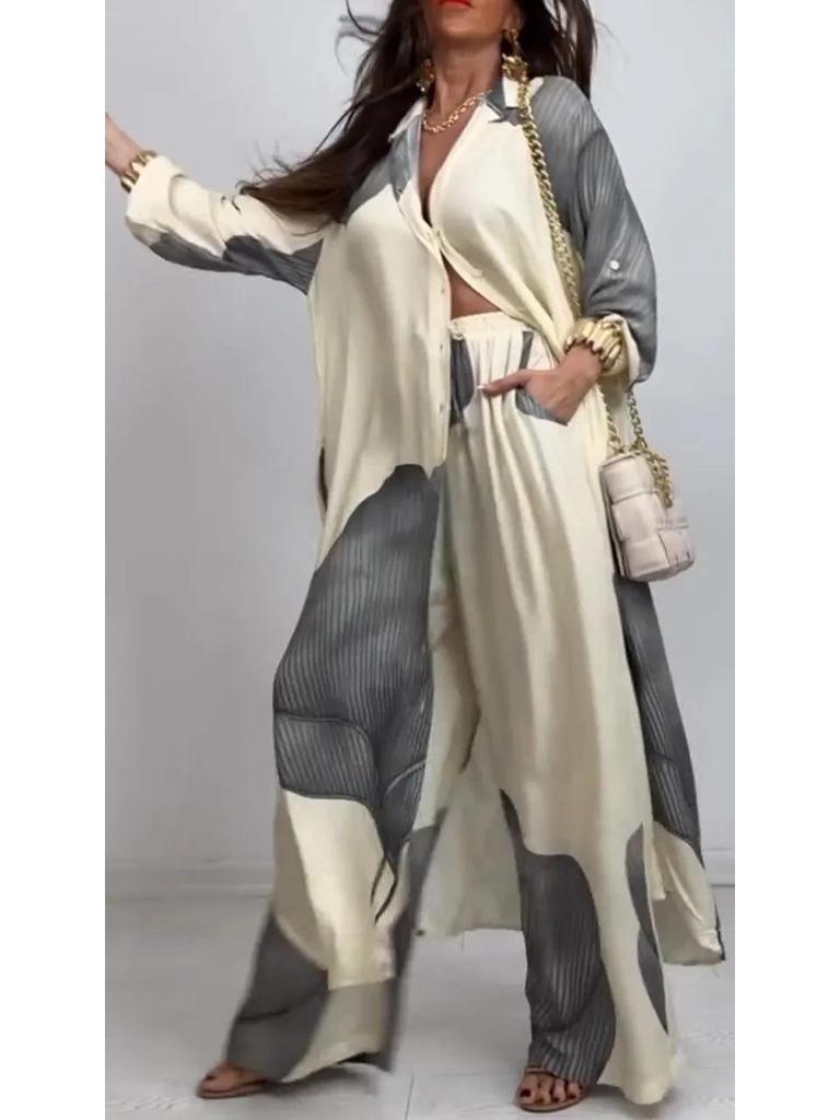 2025 European & American Style Seven-Sleeve Women's Cardigan & Pants Casual Set