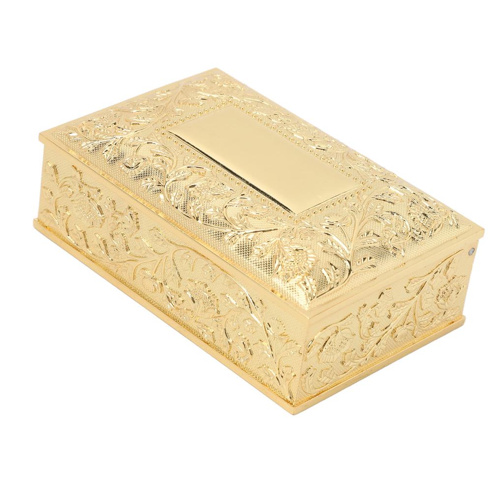 Vintage Jewelry Box Carved Elegant Colorfast Zinc Alloy Soft   Lining Trinket Storage Box for Dressing Table Shelf