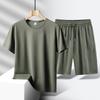 Summer Sport Casual Ice Silk Thin Short Sleeve Shorts Set for Men Fitness Gym Wear Outdoor Running Beach Tracksuit