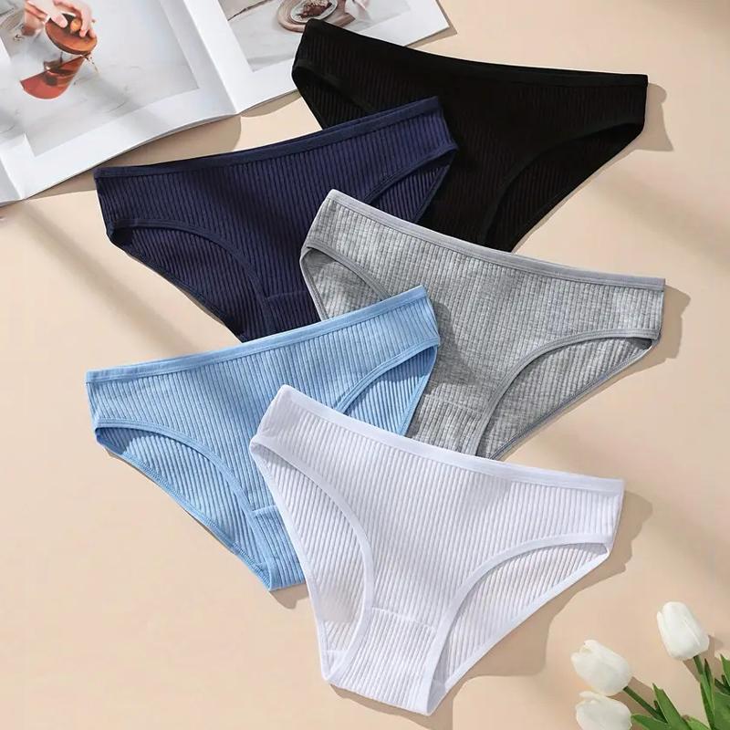 

5 шт. женские трусики в полоску, женские трусы, заниженная посадка, дышащий хлопок, женское мягкое нижнее белье, большие размеры, однотонные женские трусы XL&5pcs разноцветный