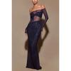 Women's Sexy Sheer One Shoulder Bodycon Long Evening Gown Dress for Party Dinner European American Style