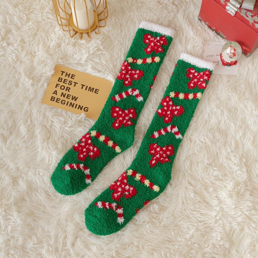 Soft Christmas Socks Plush Coral Fleece Socks Winter Warm Thicken Floor Socks  For Women