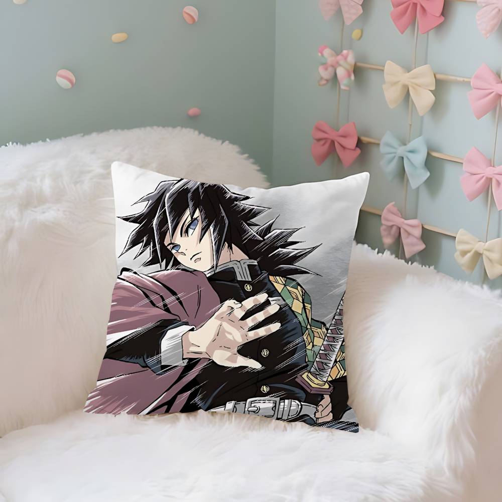 TTomiokas Giyuus Case Plush Fabric Soft Pillowcase Double Sided Print Cushion Cover Household Gifts