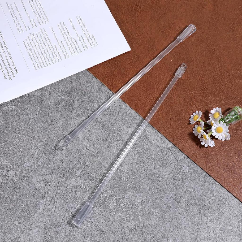 2PCS 12 Inches Blind Wand Replacement with Hook Vertical Blinds Replacement Parts Clear Blinds Stick with Hook and Handle Curtain Stick Blind Tilt