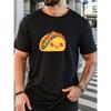 Men's Cartoon Burrito Pattern Summer Casual Crew Neck Short T-Shirt