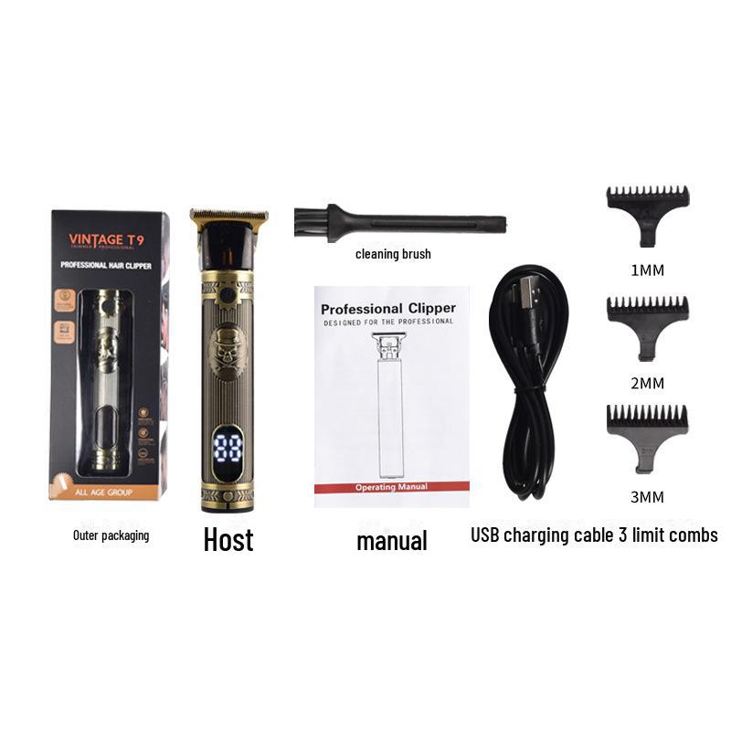 Electric Hair Clipper and Trimmer - Stainless Steel, Oil Head, Carving, Shaving