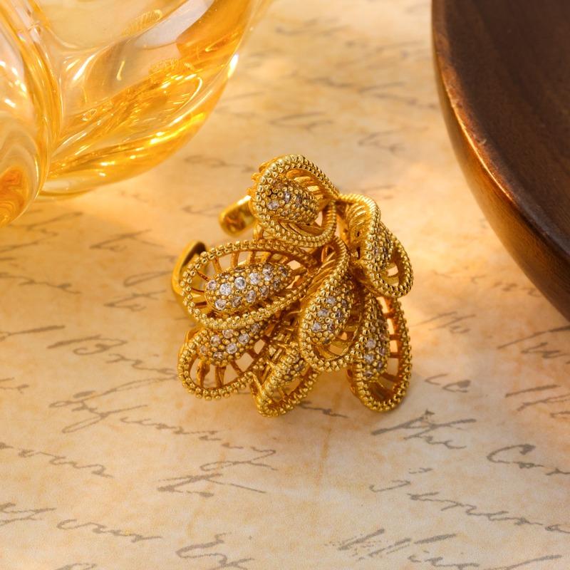 Medieval Vintage Full Of Luxury Bud Ring Vintage Exaggeration Premium Elegance Heavy Industry Live Ring