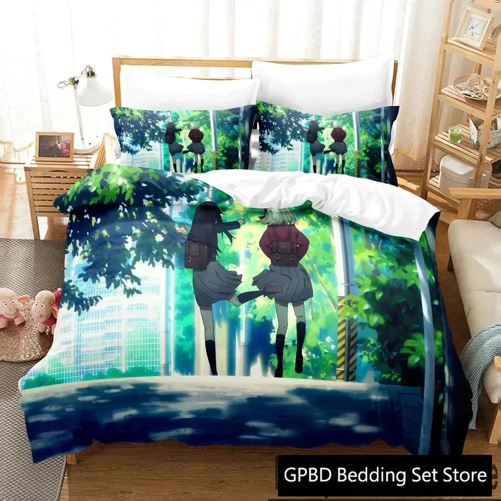 3D Print Anime Lycoris Recoil Comfortable Duvet Quilt Cover Pillowcase Bedding Set Children Bedroom Decoration Home Textile