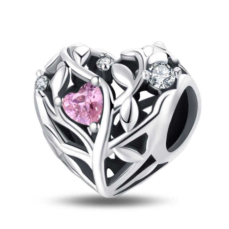 Sweet Copper Mother Love Heart Charms Pendant Fit Original Bracelet Family Tree Bead Diy Fine Jewelry New Year Gift