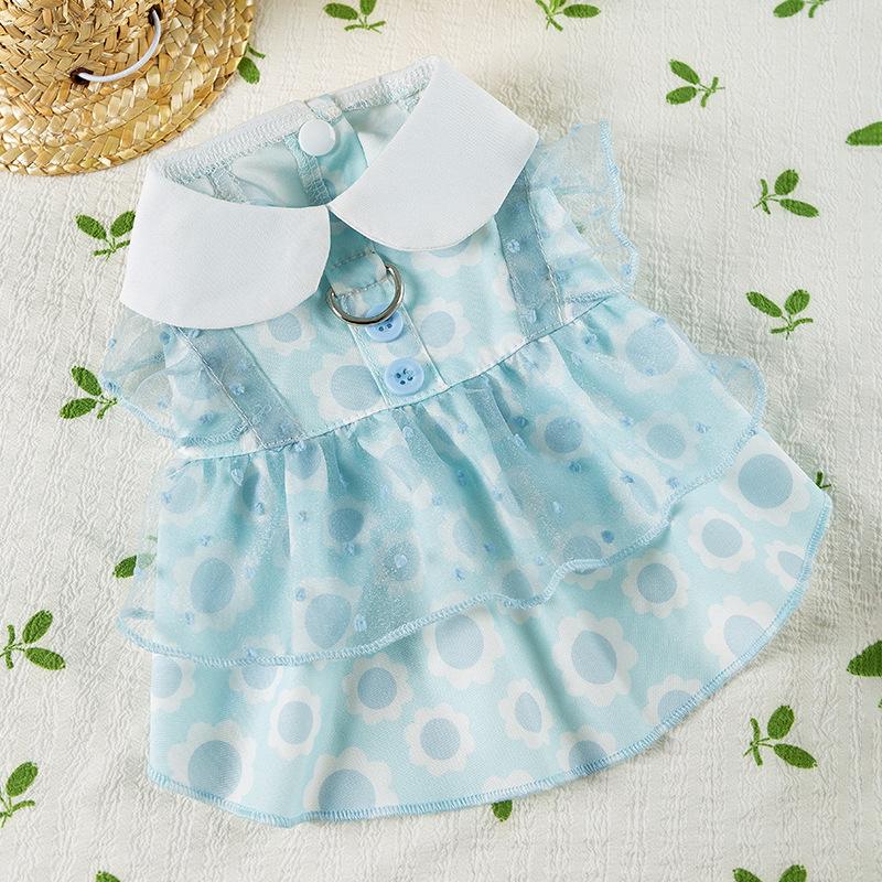 New Teddy Bigbear Pet Lace Dress Small and Medium Dogs Spring and Summer Breathable Cat and Dog Clothes