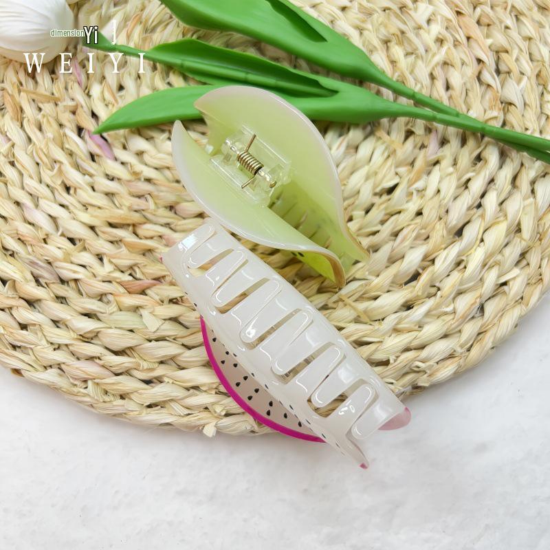 Korean-Style Cute Fruit Hairpin: Large Versatile Shark Clip for Creative Updo Headwear for Girls