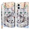 For iPhone 16 Case Stand Pattern Printing Leather Phone Cover