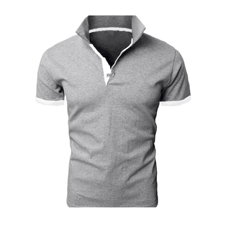 Male Casual Polo Shirts Fashion Contrast Color Design Turn-down Collar Comfortable Tops Slim Fit Short Sleeve Tees