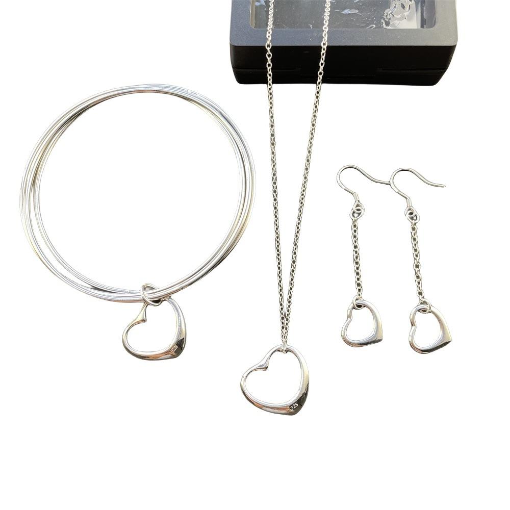 Heart Necklace Earrings Bracelet, Set T112