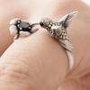 Vintage Silver Color Bird Flower Opening Ring, Women's Personalized and Creative Daily Wear, Holiday Accessories, Jewelry Gifts