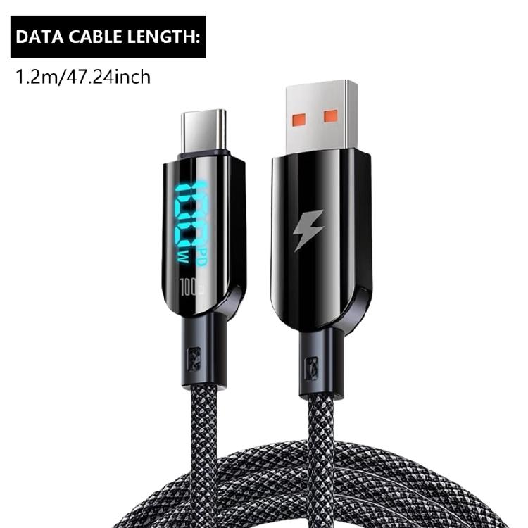 100W Type C To Type C Cable Braided Flat Wire Supports Fast Charging 480mbps Data Transfer for Smartphones Laptop Tablet