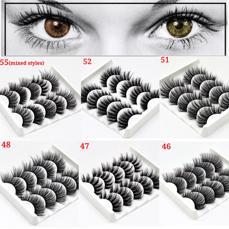 Buy 6 styles 5 Pairs Natural False Eyelashes Soft Cross Mink Lashes ...
