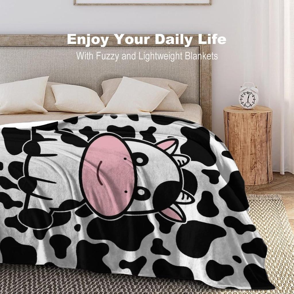 Cute Cow Blanket Soft Cozy Flannel Cow Throw Blankets Kids Adults for Bedding Bedroom Living Rooms Sofa Full Season Gifts 60"x50