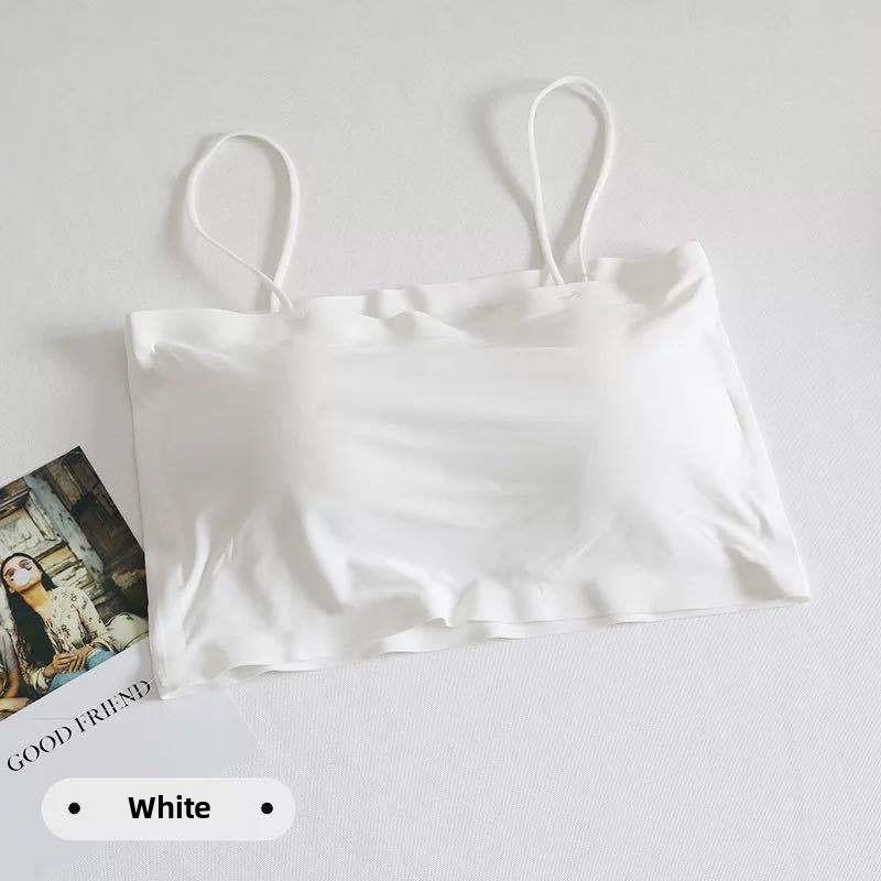Summer Ice Silk Seamless Versatile Suspender Beautiful Back Tube Top Underwear Student with Chest Pad Vest