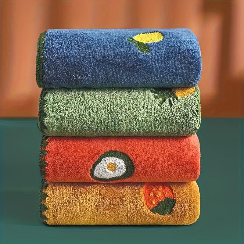 Pcs 1 Tropical Fruit Print Coral Velvet Towels Soft Absorbent Quick Dry Face Cloths Embroidered Knit