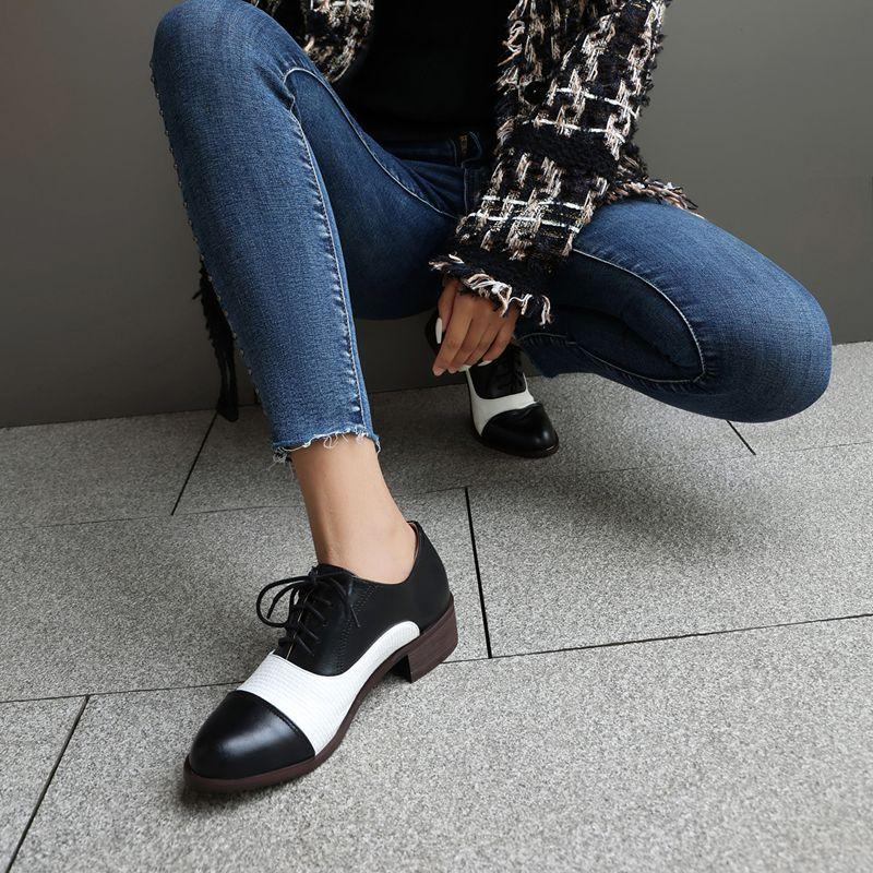 2025 Leisure Female Pumps Round Toe Lace Up Mixed Color Block Heels 3.2cm Large Size 45 46 47 48 Fashion Daily Shoes