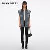 MISS SIXTY Distressed Frayed Hem Denim Vest