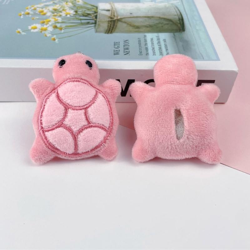 Sweet Turtles Children Toy Key Pendant Furry Miniature Plush Toy Keyring for Bags and Key Carry Along