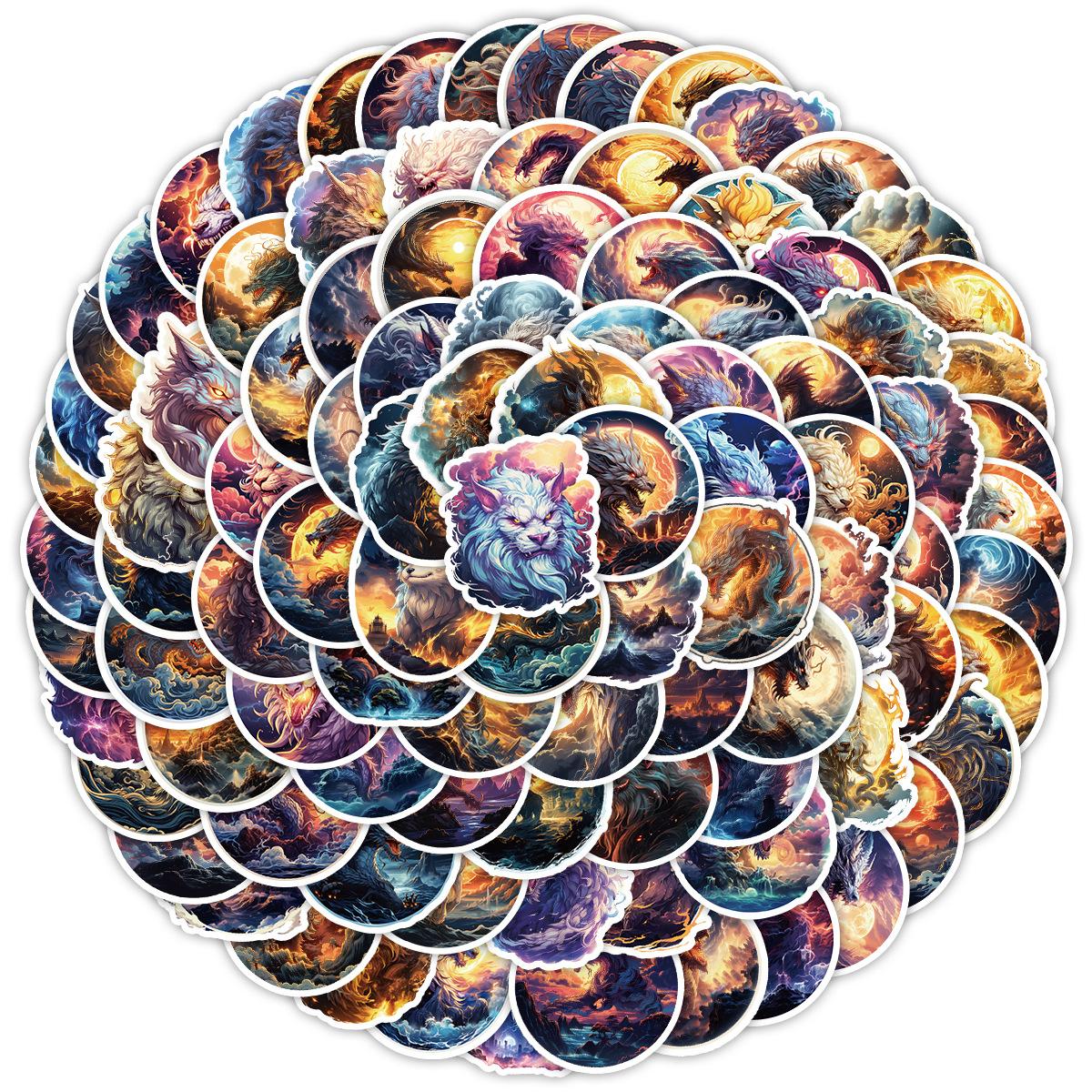 

100 штук наклеек-граффити серии «Западные мифические существа», водонепроницаемые декоративные наклейки для чашек для воды, мобильных телефонов, креативные канцелярские наклейки