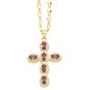 Fashion Personality 1 Piece Necklace Elegant Women's Micro Inlaid Colorful Round Zircon Cross Necklace