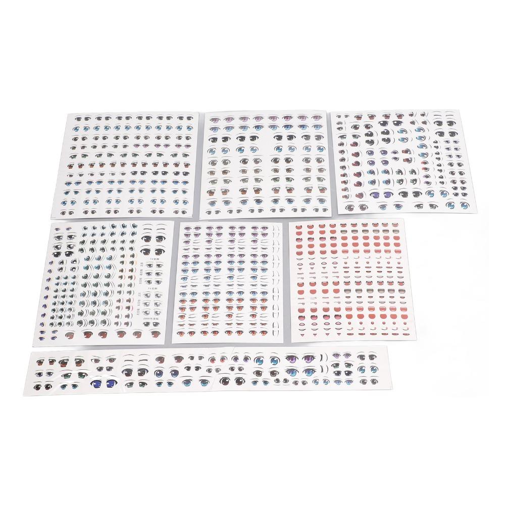 

7pcs Colorful Doll Eye Paster Self Adhesive Doll Mouth Stickers Water Eye Stickers Clay Accessories