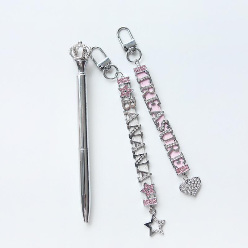 Initial Cubic Alphabet Leather Keyring Custom (Pendant X) 06. Choose a line-half cubic-point charm-pendant X