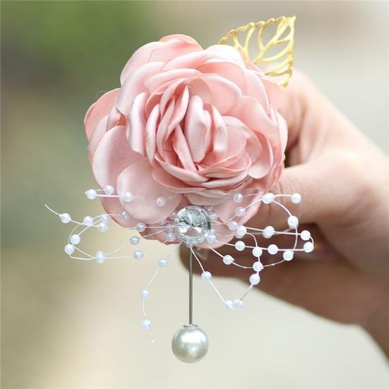 Yousheng Rose Wrist Corsage Boutonniere Fine Workmanship Rhinestone Corsage Elegant Wedding Flower Accessories