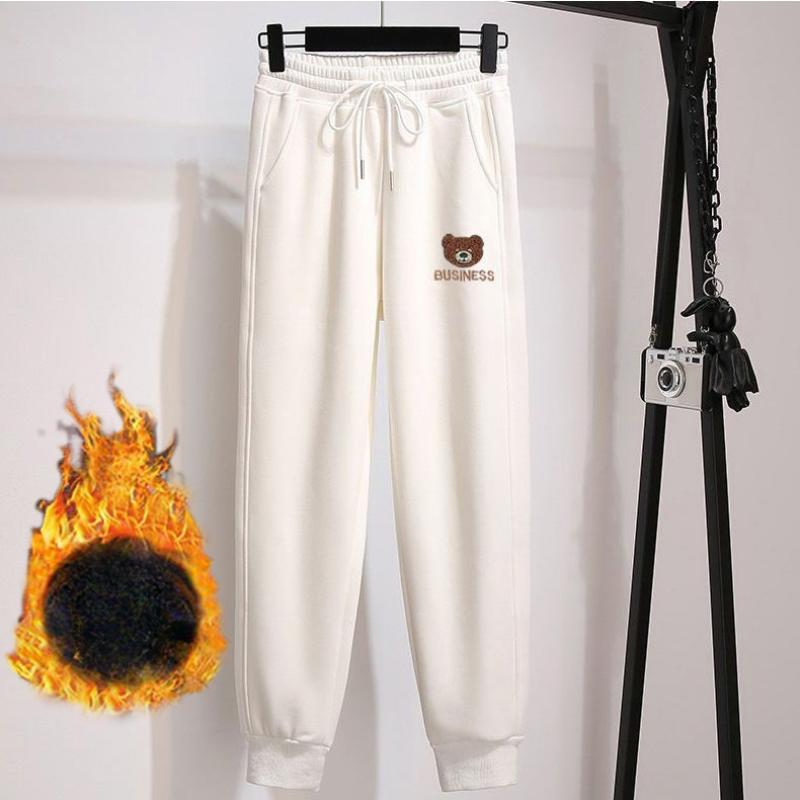 6xl Plus Size Sportowe spodnie dresowe damskie Nowe swobodne nadruki Luźne Plus polar Grube Ciepłe spodnie dziewięciopunktowe