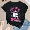 Women's Casual Halloween Breast Print T-Shirt Round Neck Pullover Short Sleeve Top