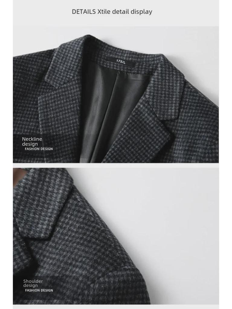 Męska wełniana marynarka w pepitkę - Kolekcja Jesień/Zima 2024 dla mężczyzn w średnim wieku i młodych dorosłych