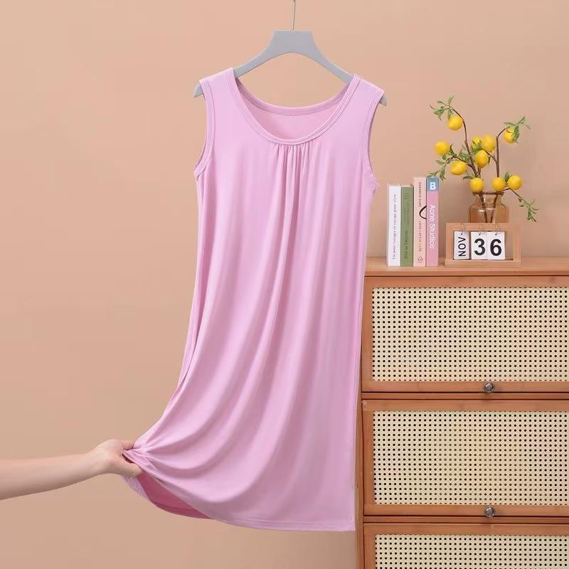 Pajama Women's Summer Sleeveless Vest Pajama Skirt, New Loose Large Size Suspender Skirt Spring and Summer