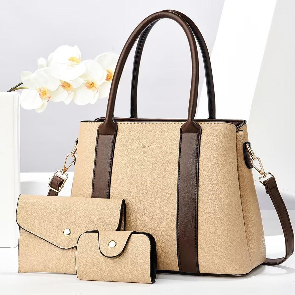 Color Trendy Block Mom And Child Bag Spacious Medium Size Pu Shoulder And Crossbody Bag For Women